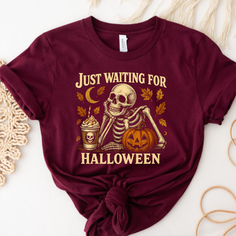 Just Waiting for Halloween Skeleton Tee/Sweatshirt