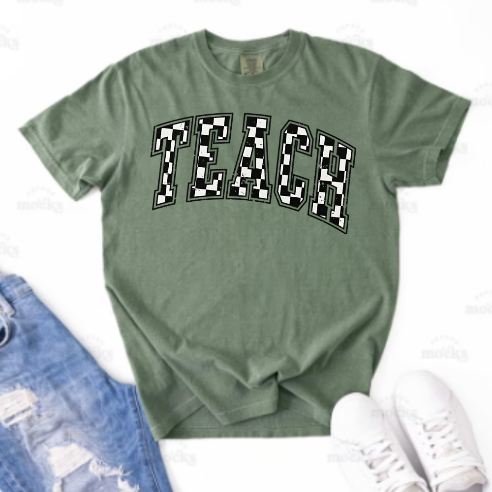Comfort Colors® Checkered Teacher Shirt Gift for Teacher, Retro Teach Tee, Back to School