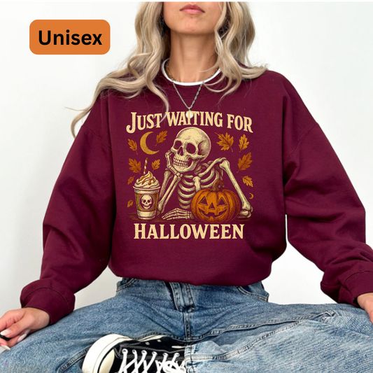 Just Waiting for Halloween Skeleton Tee/Sweatshirt