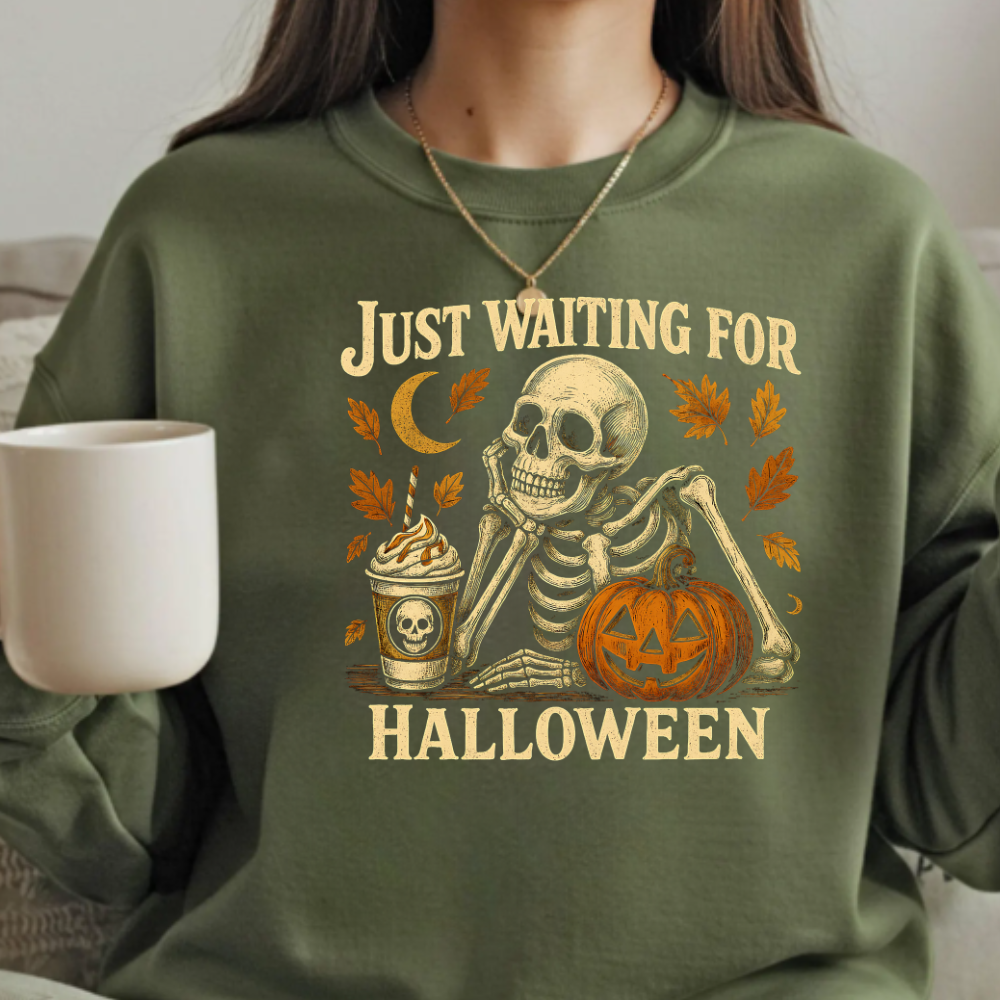 Just Waiting for Halloween Skeleton Tee/Sweatshirt