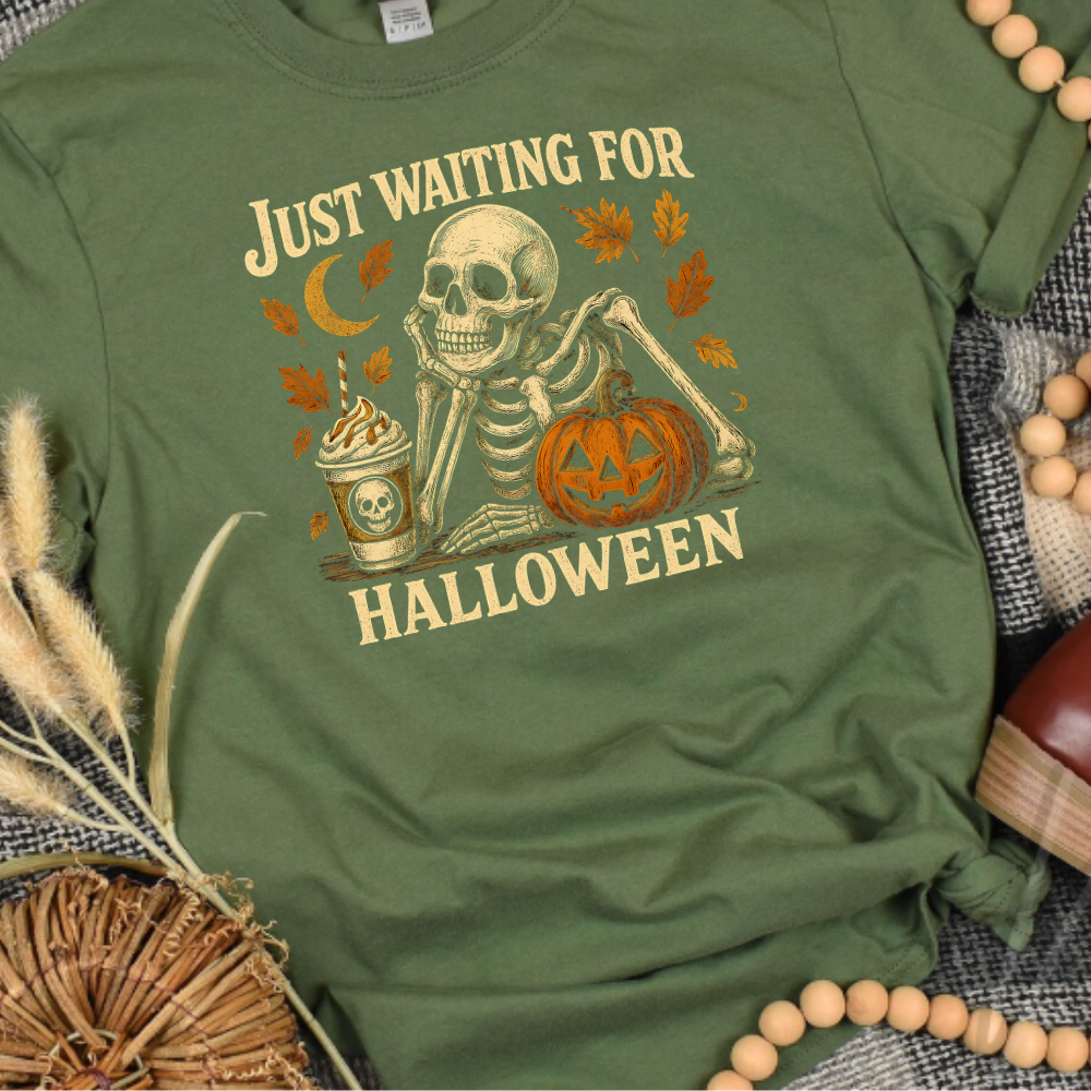 Just Waiting for Halloween Skeleton Tee/Sweatshirt