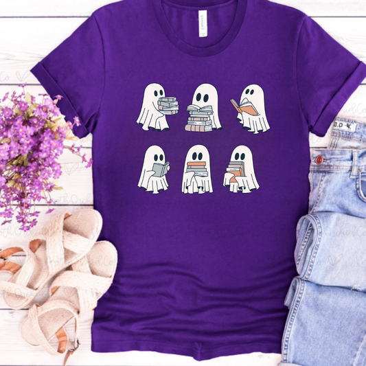 📚 Spooky Bookish Ghosts Sweatshirt/T-Shirts – Halloween Reading Crewneck
