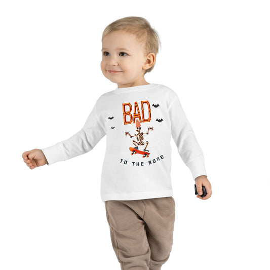 Bad To The Bone Halloween Shirt - Skateboard Toddler Tee