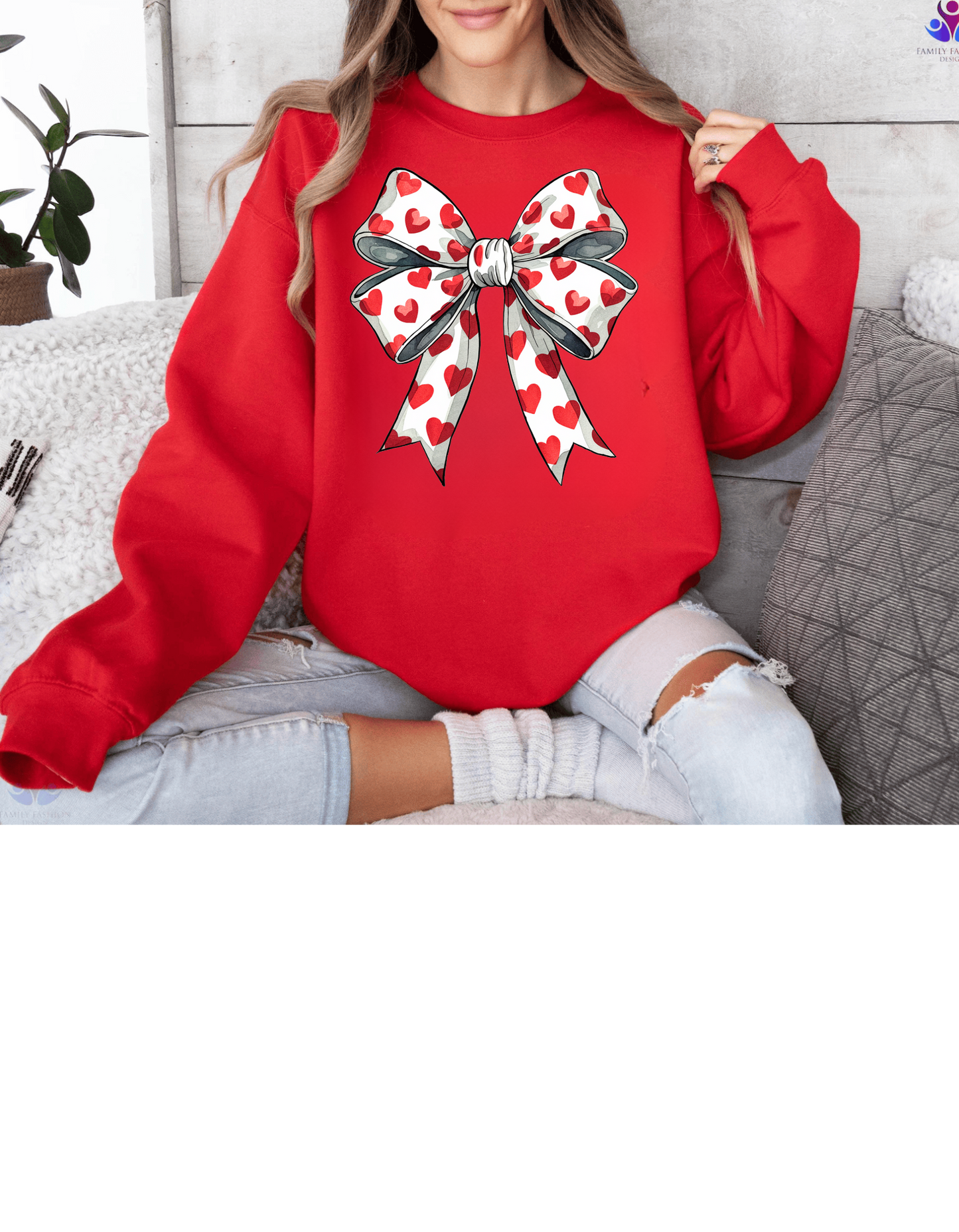 Coquette Valentine's Day Heart Bow Sweatshirt, Retro Valentine Shirt, Valentines day Bow Shirt