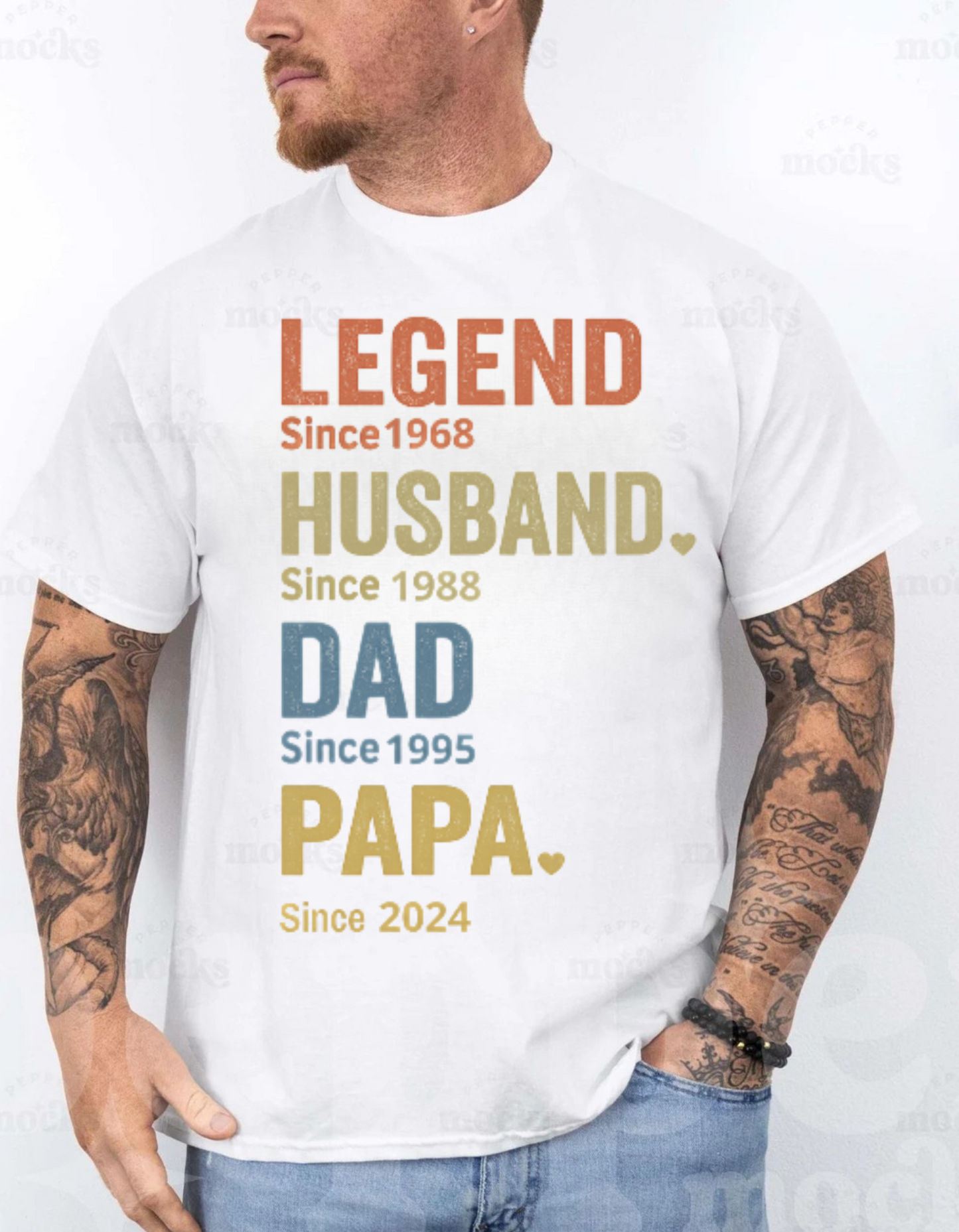 Custom Dad with Years Shirt, Papa With Year, Gift For Husband, Father's Day Gift, Legend Husband Dad Papa Tee, Personalized Dad Grandpa Tee