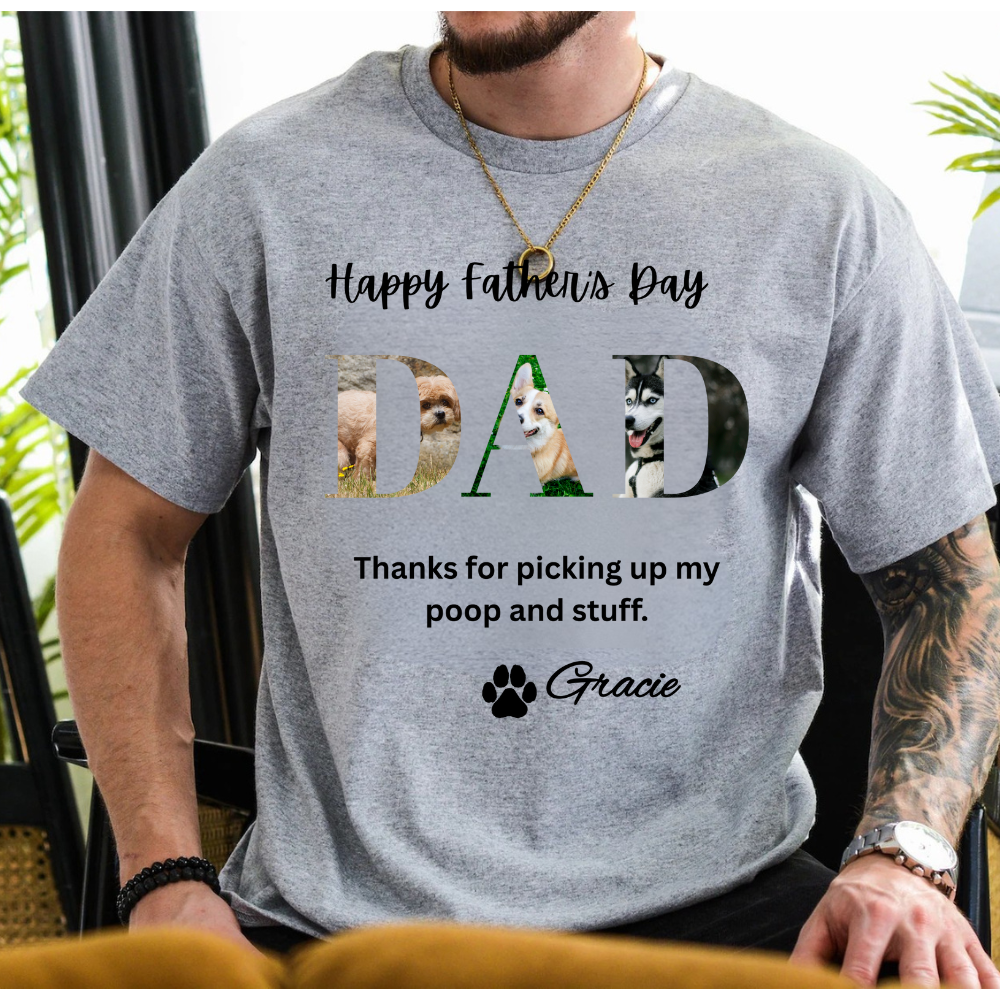 Upload Photo Happy Father's Day, Dog Dad Shirt, Family Shirt, Gift For Him, Fathers Day Shirt