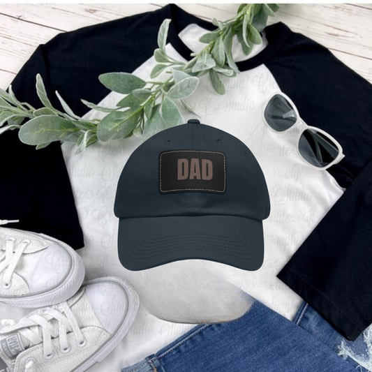 Dad Stamp Hat | Leather Patch Trucker Style Hats | Gift for Dad | Apparel for New Dad | Birthday | Personalized Gift