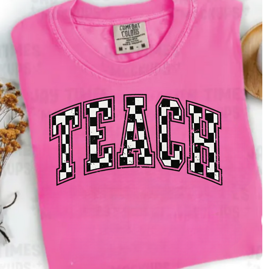 Comfort Colors® Checkered Teacher Shirt Gift for Teacher, Retro Teach Tee, Back to School