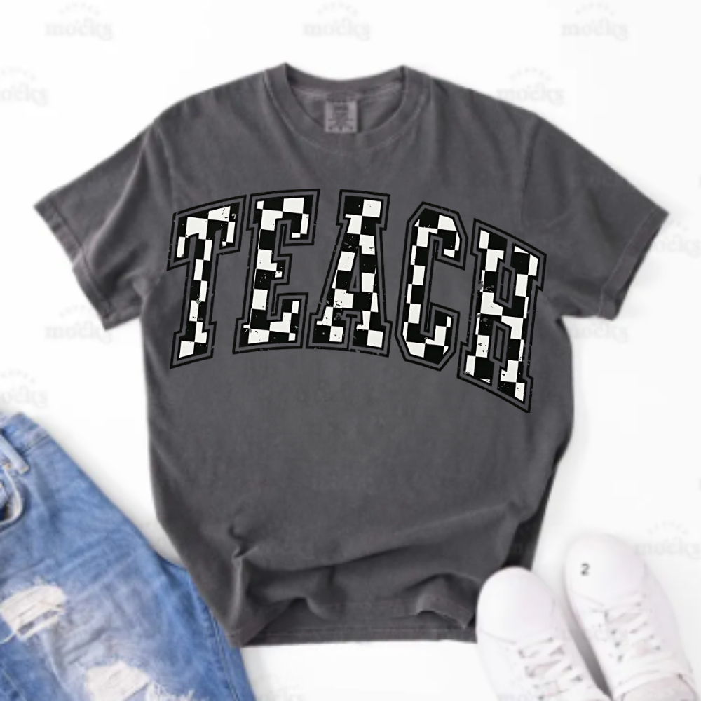 Comfort Colors® Checkered Teacher Shirt Gift for Teacher, Retro Teach Tee, Back to School