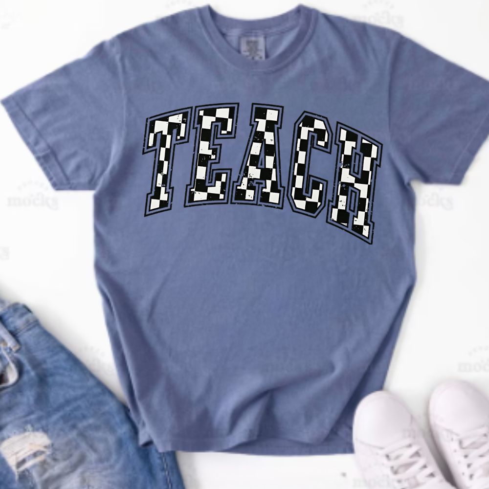 Comfort Colors® Checkered Teacher Shirt Gift for Teacher, Retro Teach Tee, Back to School