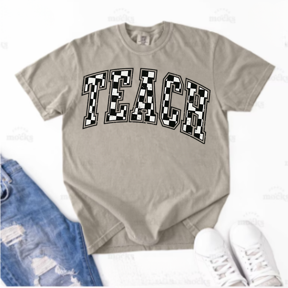 Comfort Colors® Checkered Teacher Shirt Gift for Teacher, Retro Teach Tee, Back to School