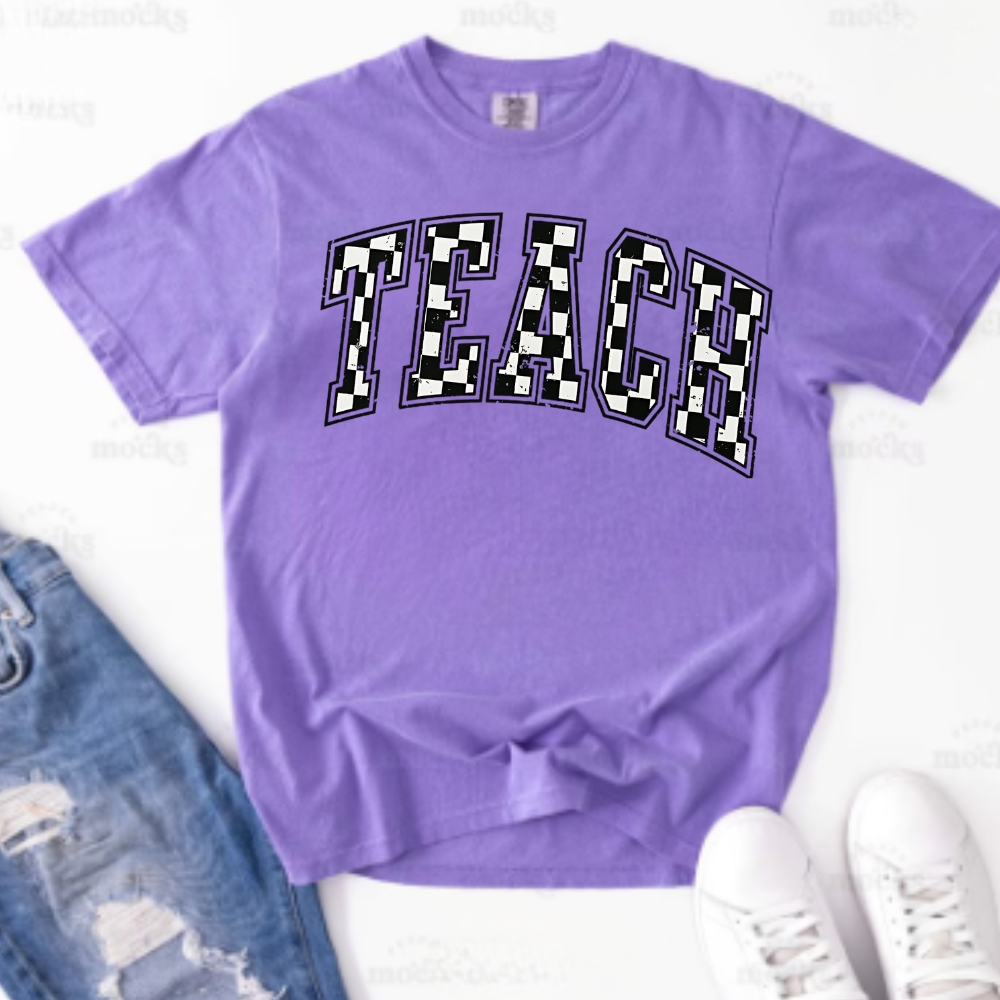 Comfort Colors® Checkered Teacher Shirt Gift for Teacher, Retro Teach Tee, Back to School