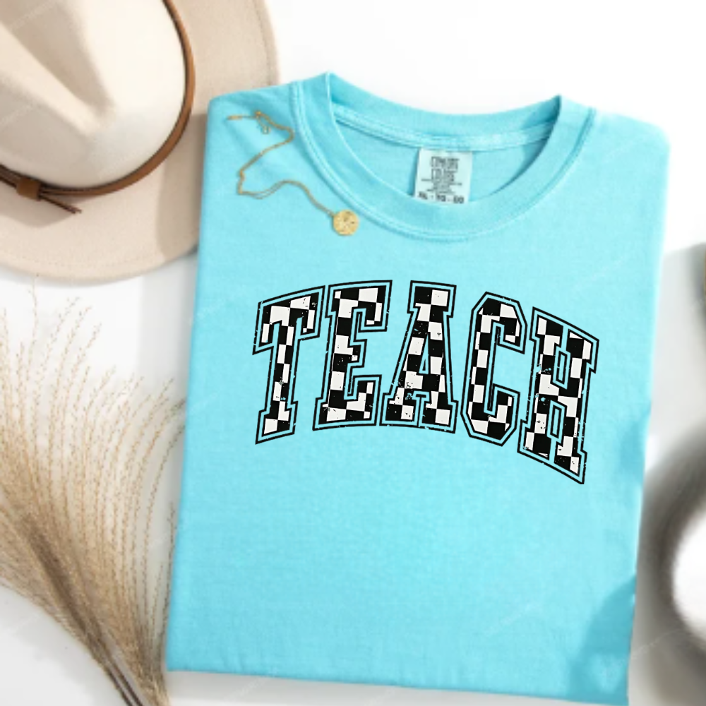 Comfort Colors® Checkered Teacher Shirt Gift for Teacher, Retro Teach Tee, Back to School