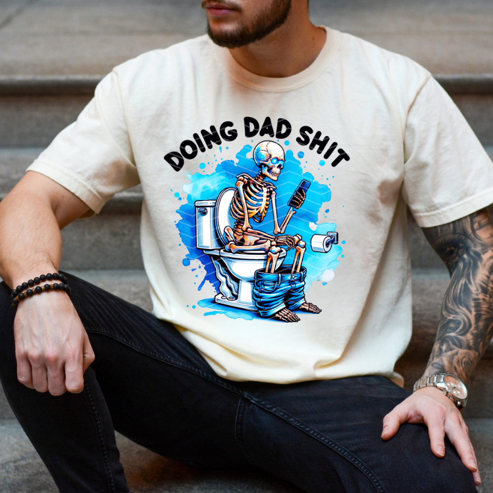 Doing Dad Shit, Funny Skeleton Toilet T-Shirt, Trendy Father's Day T-Shirt