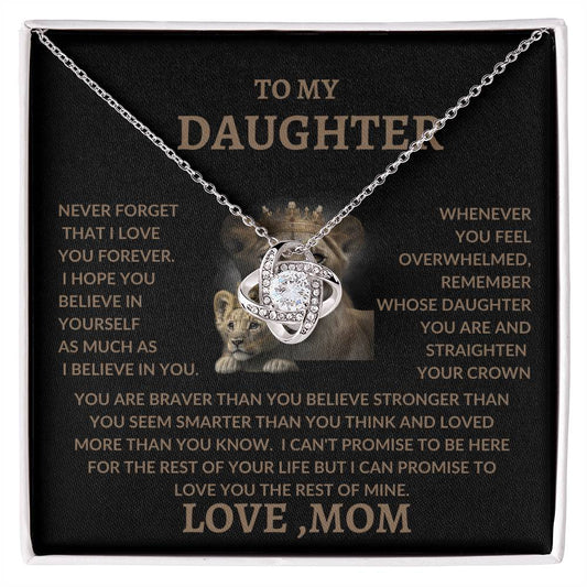 TO MY DAUGHTER/LOVE MOM/ LOVE KNOT NECKLACE