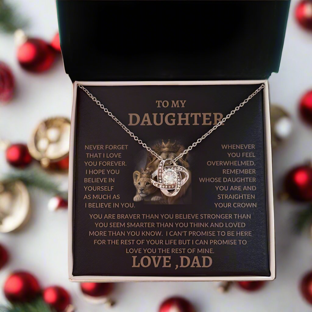 TO MY DAUGHTER/LOVE DAD/LOVE KNOT NECKLACE