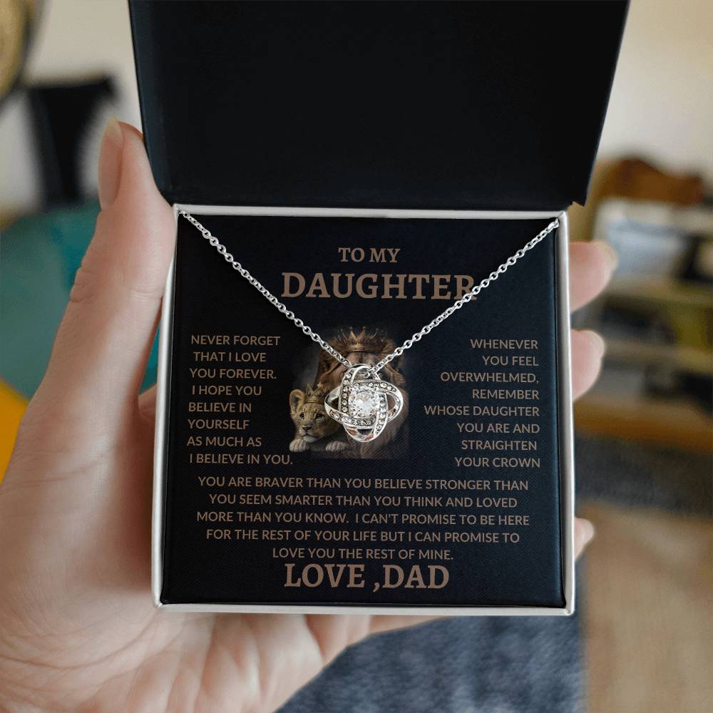 TO MY DAUGHTER/LOVE DAD/LOVE KNOT NECKLACE