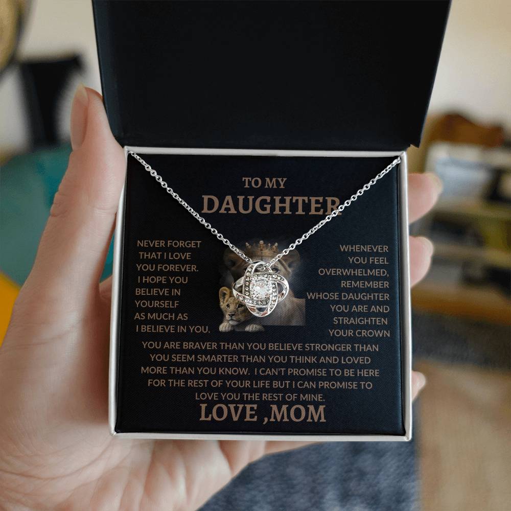 TO MY DAUGHTER/LOVE MOM/ LOVE KNOT NECKLACE