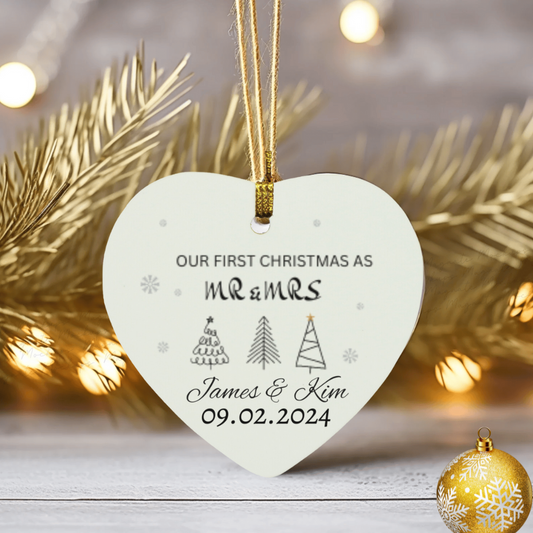 OUR FIRST CHRISTMAS AS MR & MRS|PERSONALIZED ORNAMENT