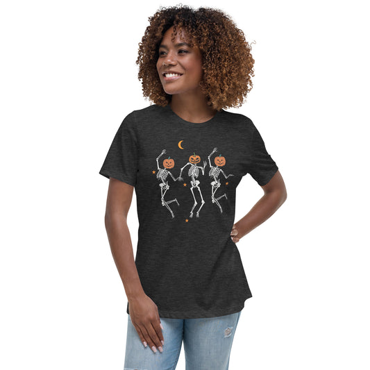 Dancing Skeleton Pumpkin Shirt, Retro Halloween Shirt, Womens Halloween Shirt, Cute Fall Shirt